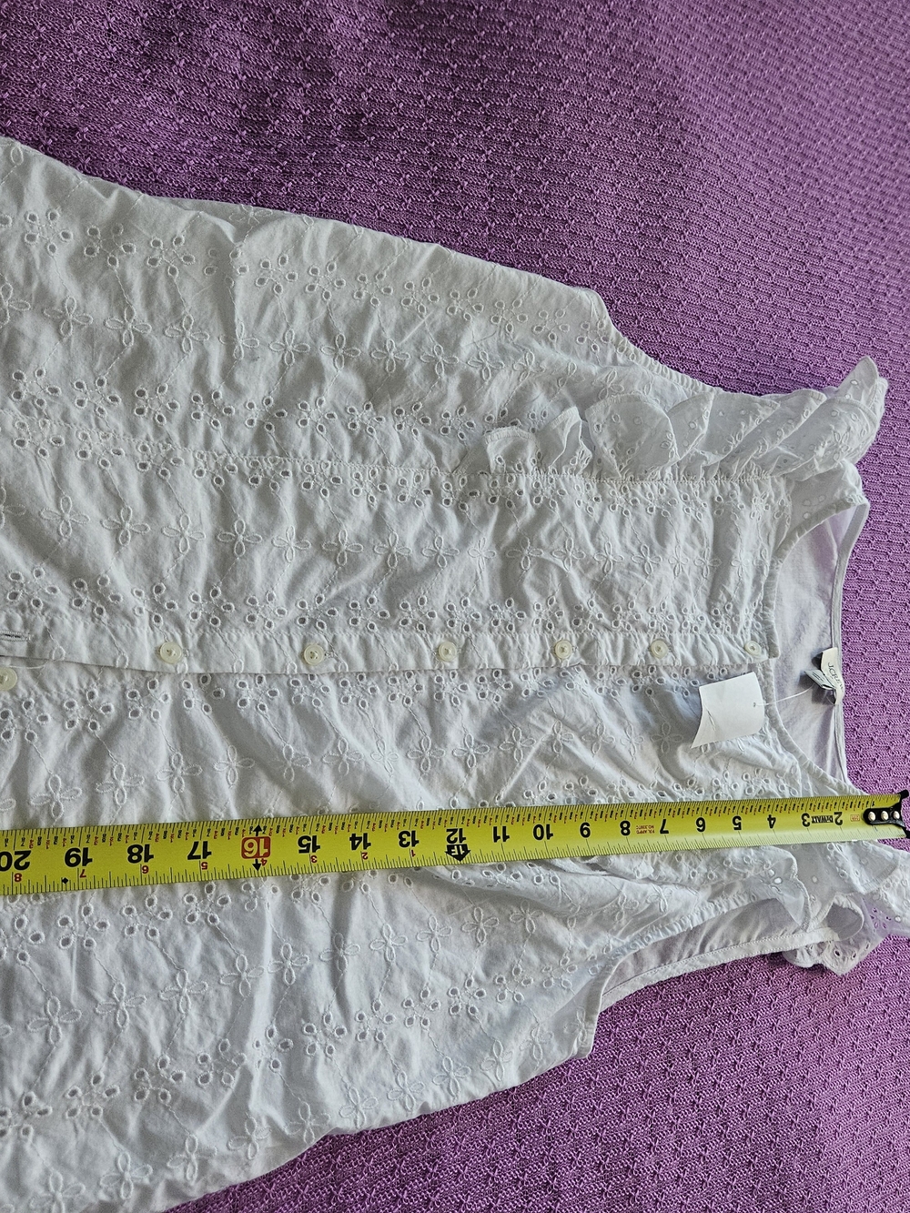 J. Crew White Eyelet Ruffle-Sleeve Button Front Camisole - Picture 4 of 9